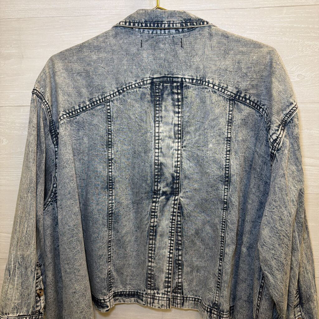 We The Free Blue Lovestruck Long Sleeve Denim Top Small