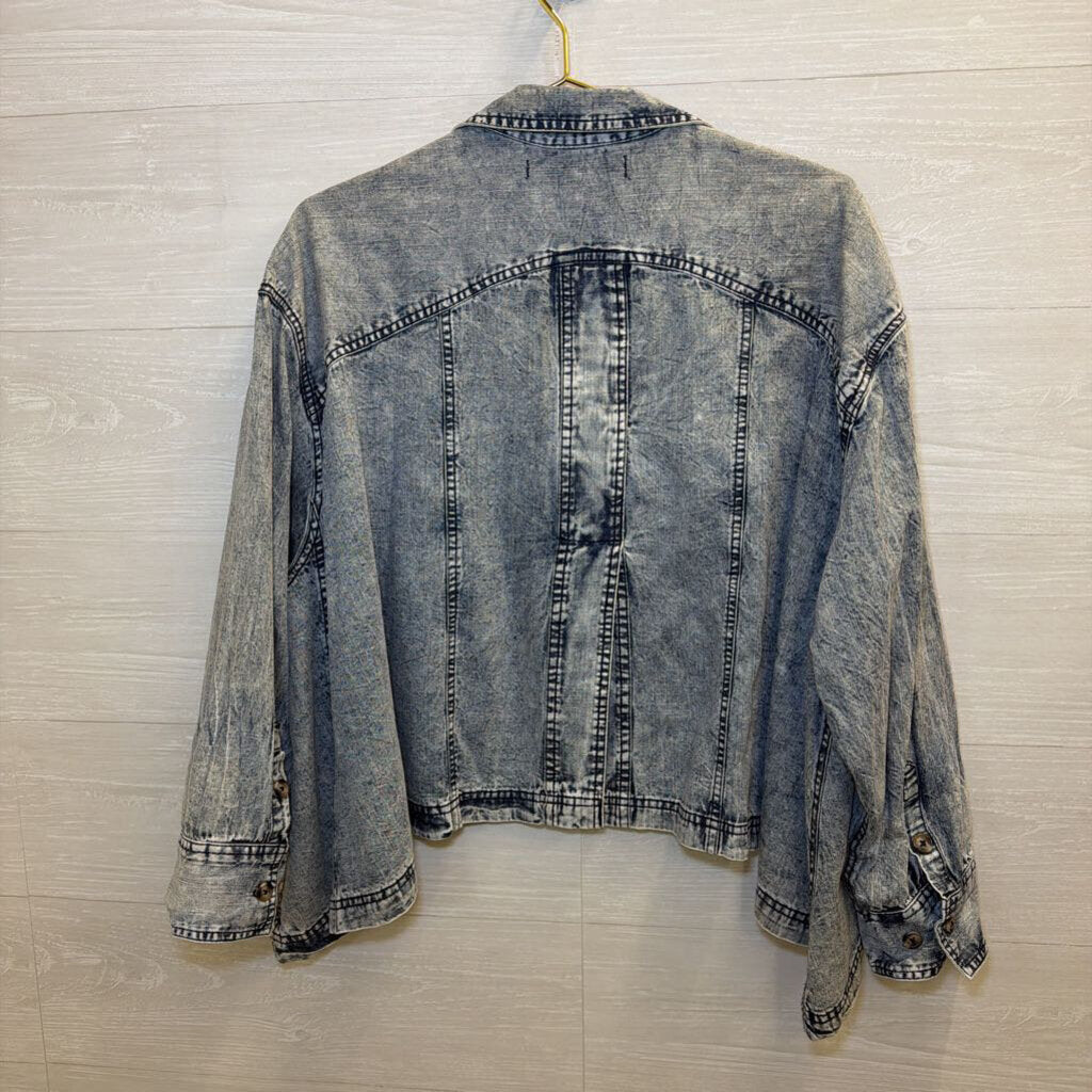 We The Free Blue Lovestruck Long Sleeve Denim Top Small