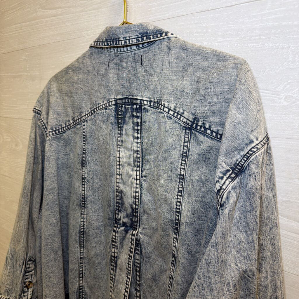 We The Free Blue Lovestruck Long Sleeve Denim Top Small