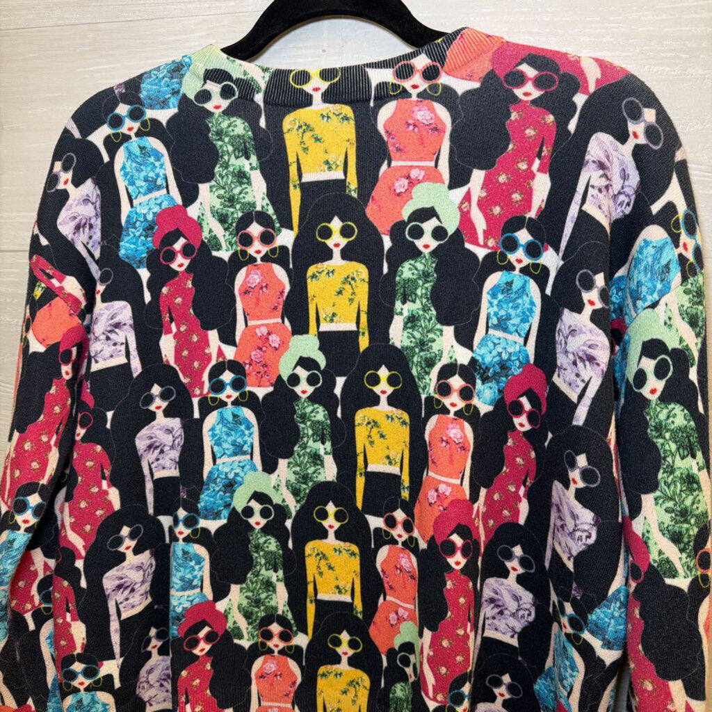 Alice and Olivia Black/ Multi Stace Face Squad Sweater Small
