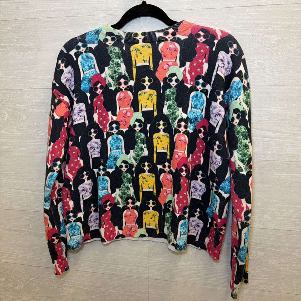 Alice and Olivia Black/ Multi Stace Face Squad Sweater Small