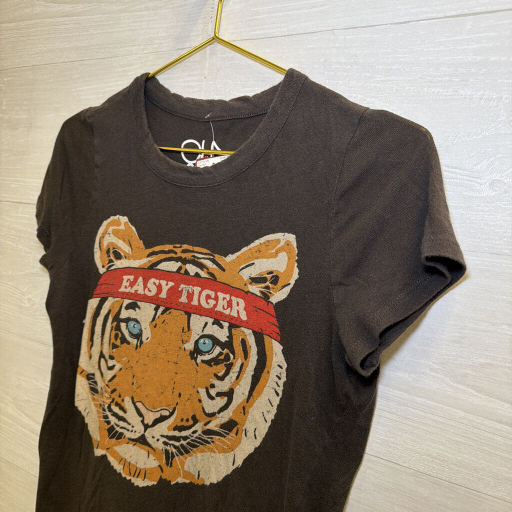Grey Easy Tiger Short Sleeve Graphic Tee Medium