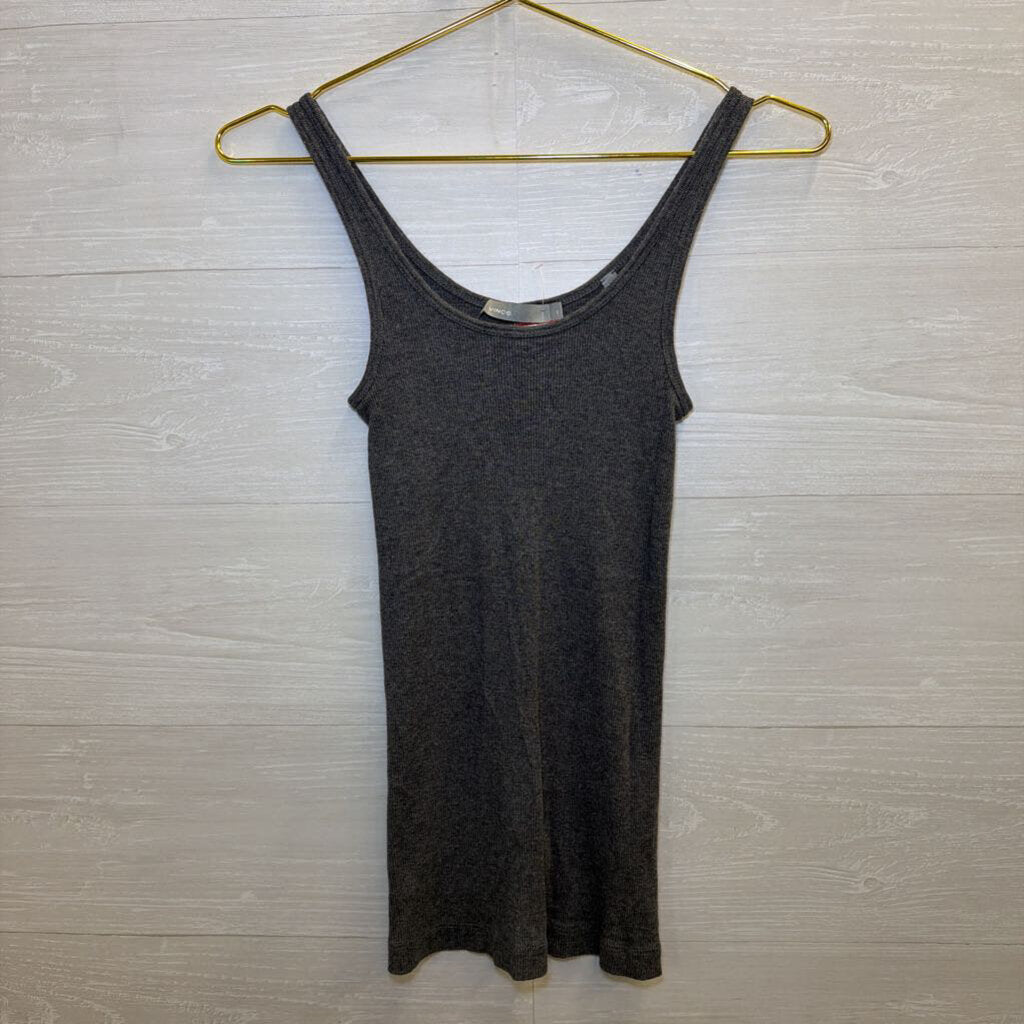 Vince Grey Ribbed Tank Top Extra Small