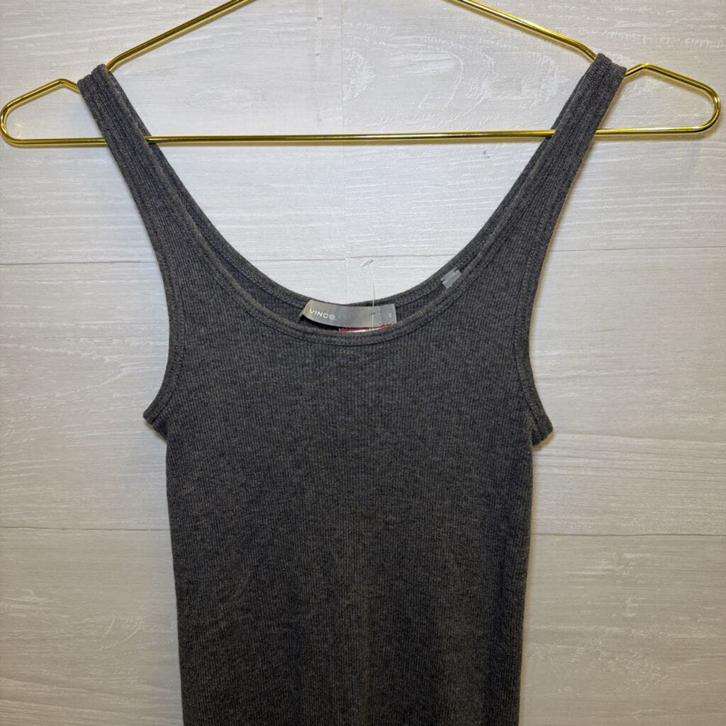 Vince Grey Ribbed Tank Top Extra Small