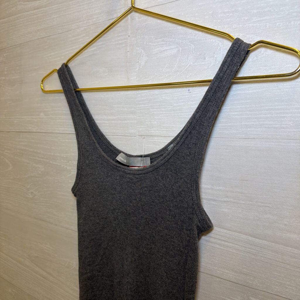 Vince Grey Ribbed Tank Top Extra Small
