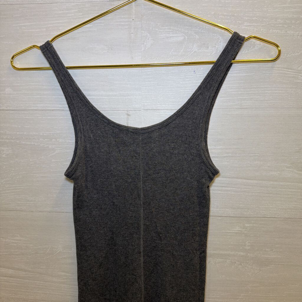 Vince Grey Ribbed Tank Top Extra Small