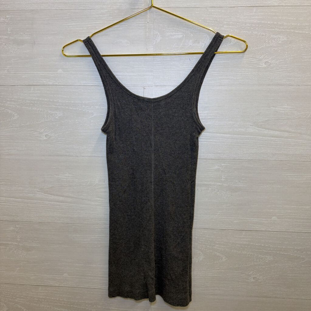 Vince Grey Ribbed Tank Top Extra Small