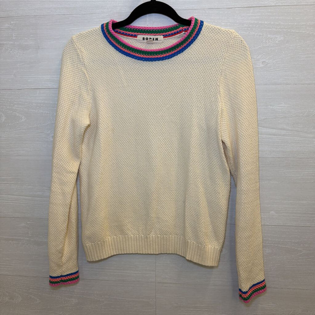 Boden Cream/ Multi Trim Stripe Sweater Extra Small
