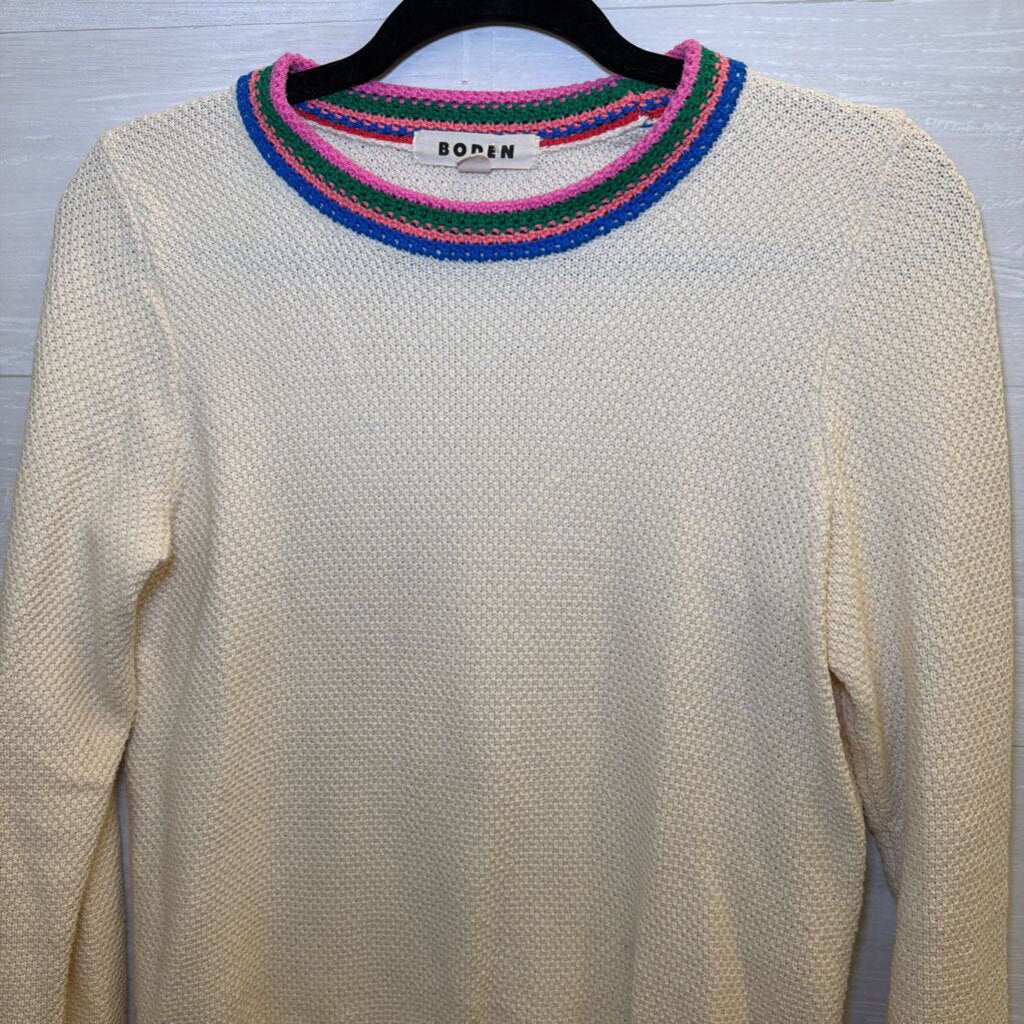 Boden Cream/ Multi Trim Stripe Sweater Extra Small