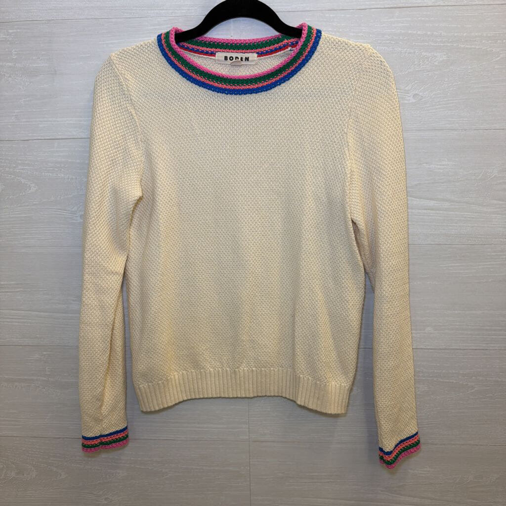 Boden Cream/ Multi Trim Stripe Sweater Extra Small