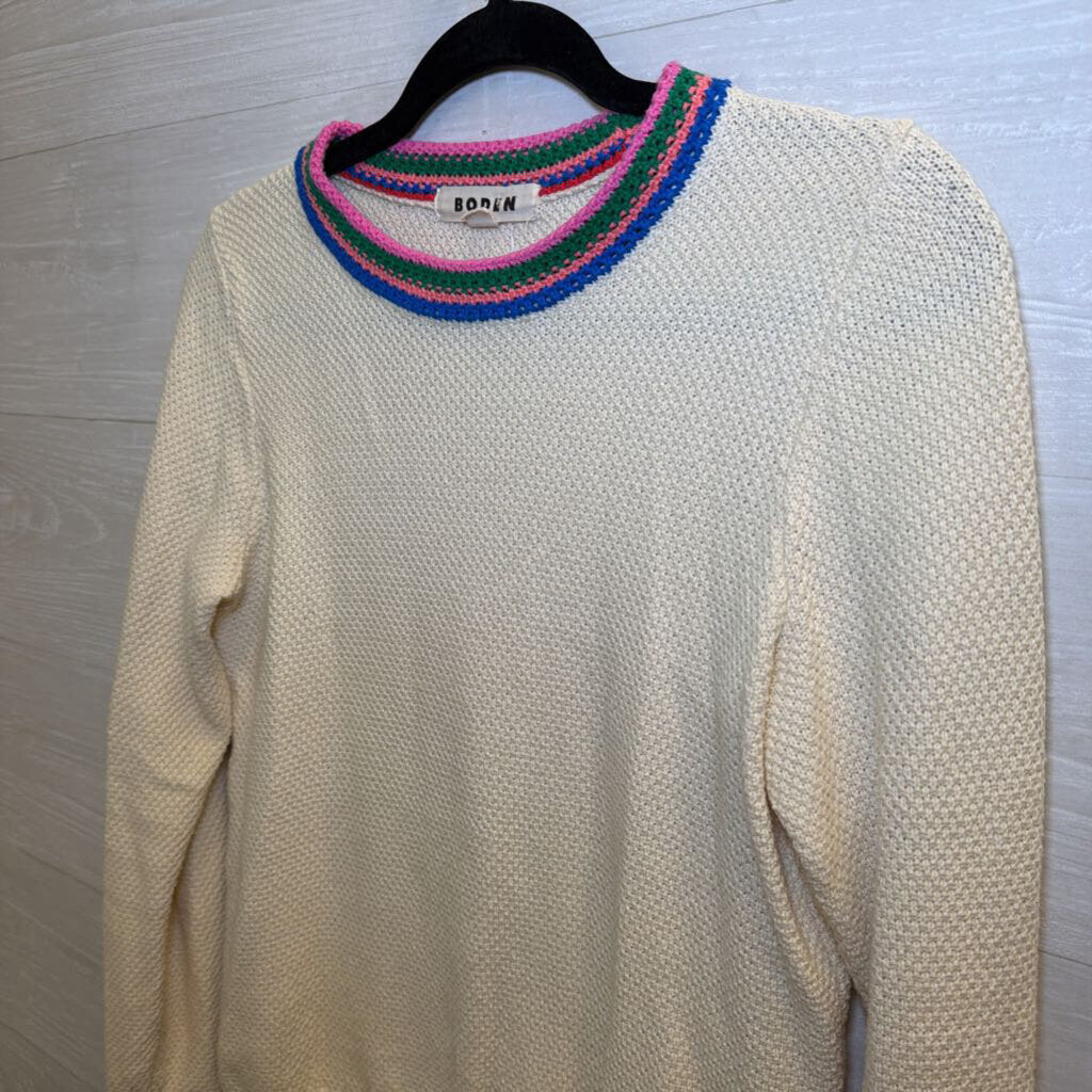 Boden Cream/ Multi Trim Stripe Sweater Extra Small