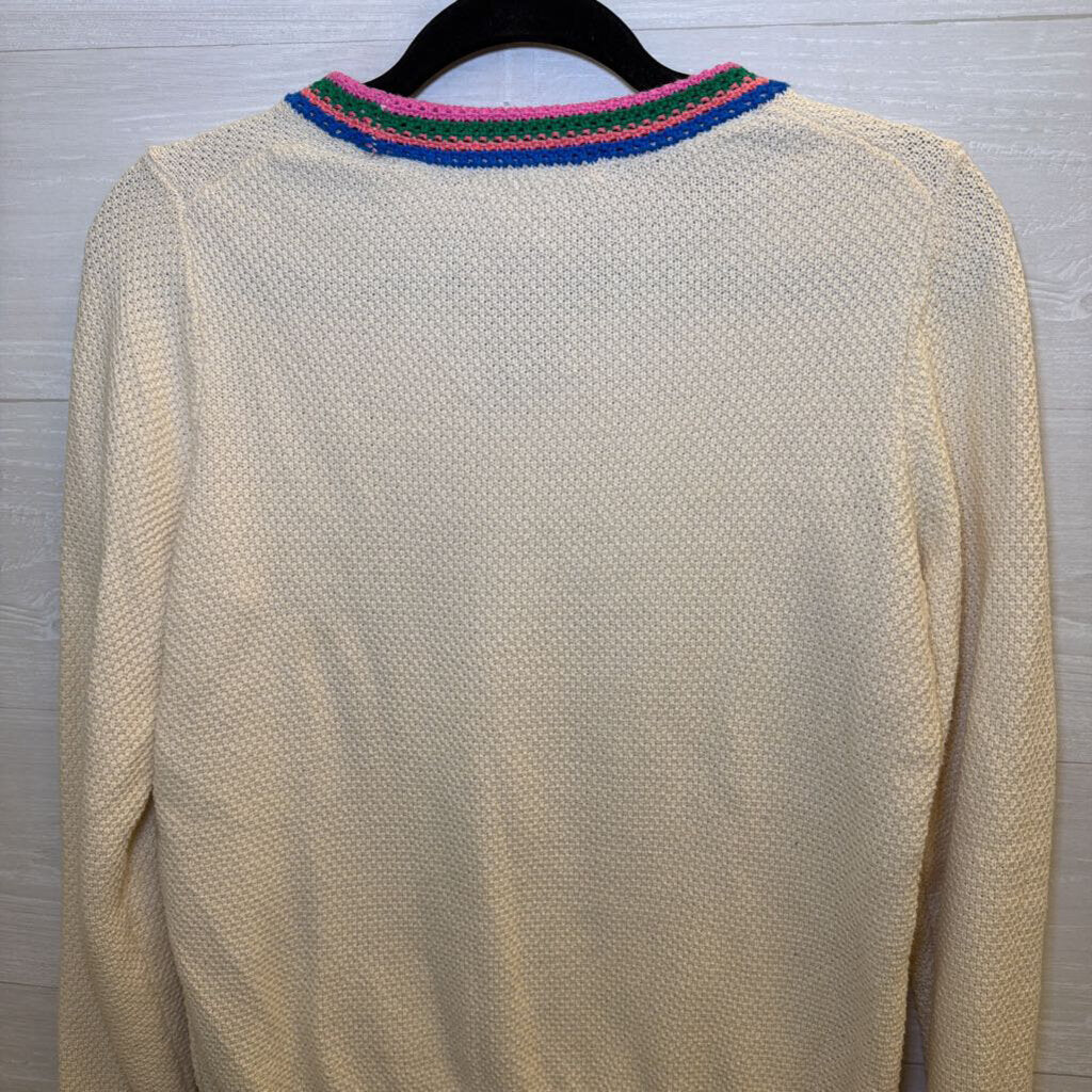 Boden Cream/ Multi Trim Stripe Sweater Extra Small