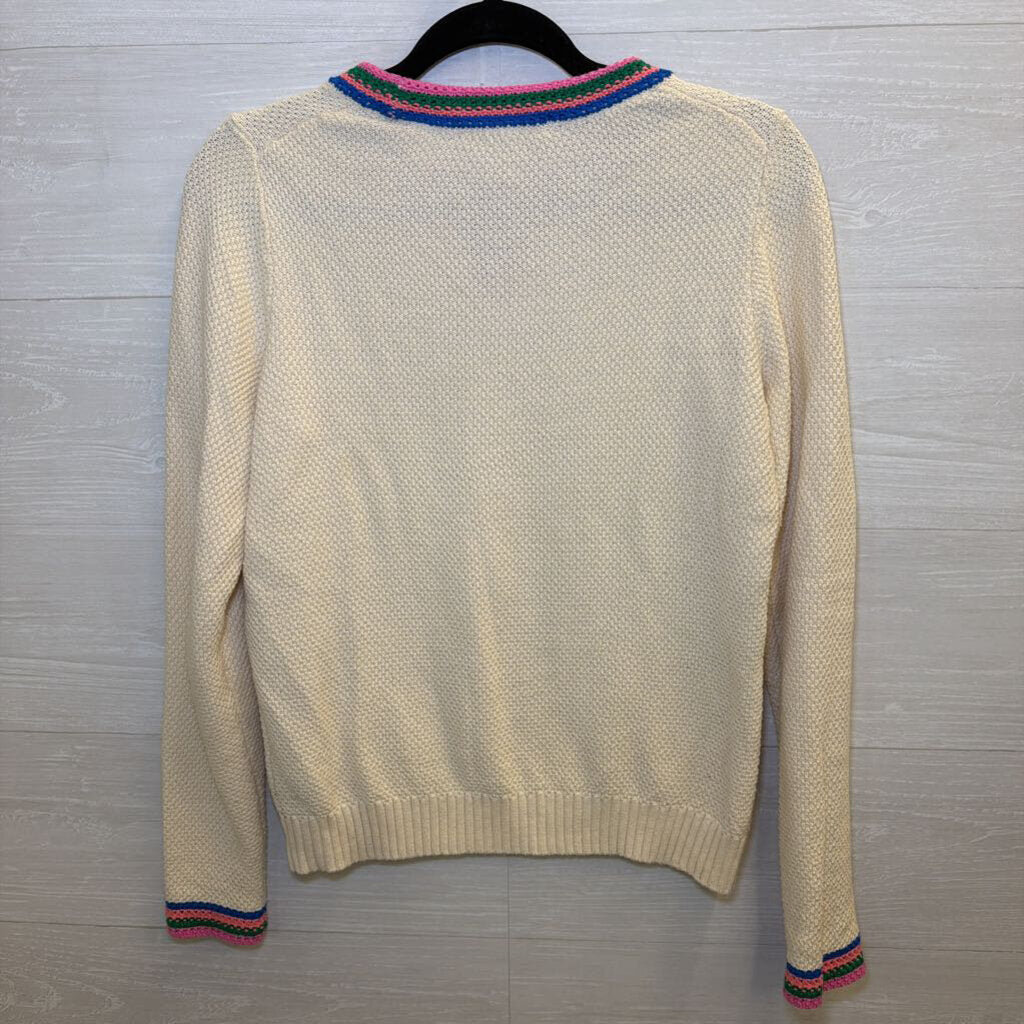 Boden Cream/ Multi Trim Stripe Sweater Extra Small