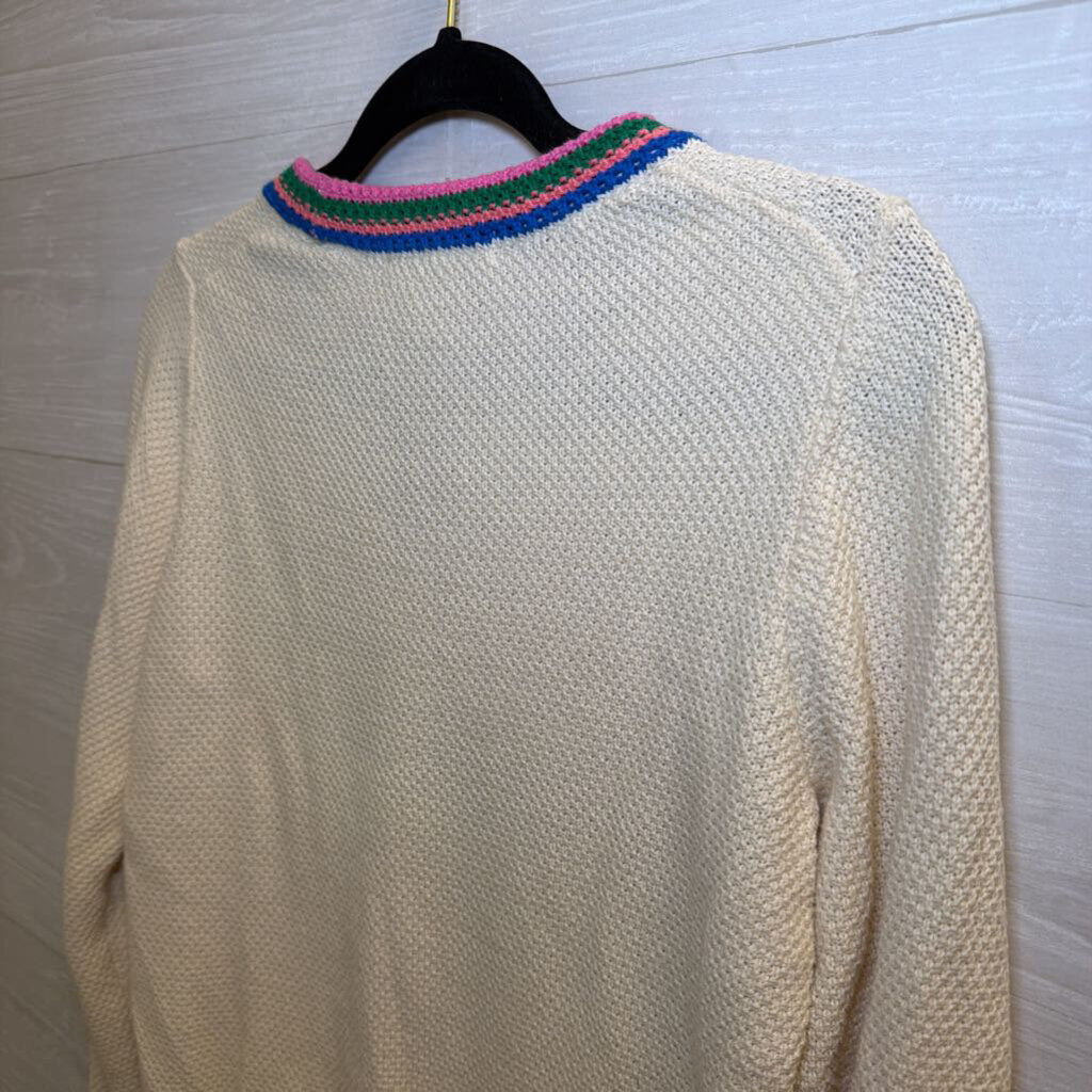 Boden Cream/ Multi Trim Stripe Sweater Extra Small