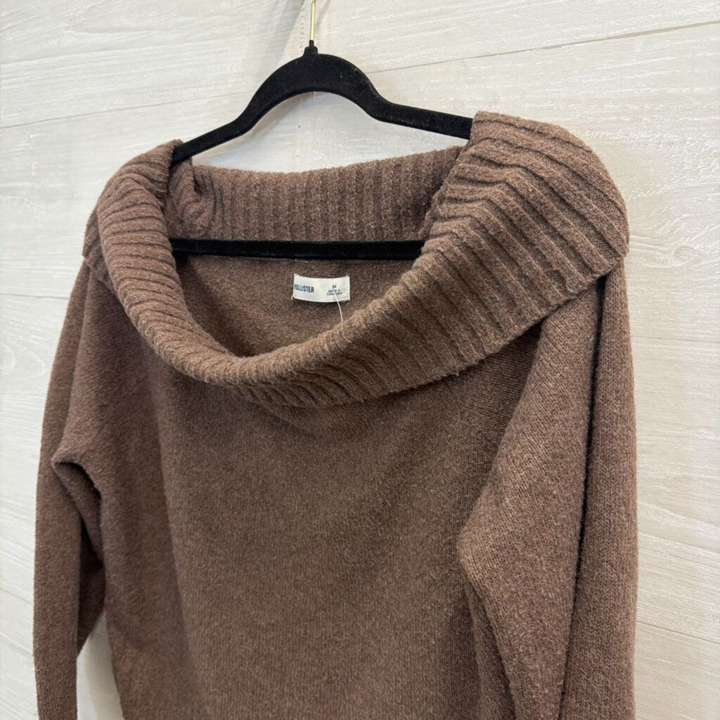 Hollister Brown Soft Knit Off Shoulder Sweater Medium
