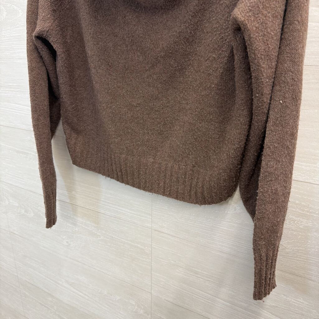 Hollister Brown Soft Knit Off Shoulder Sweater Medium