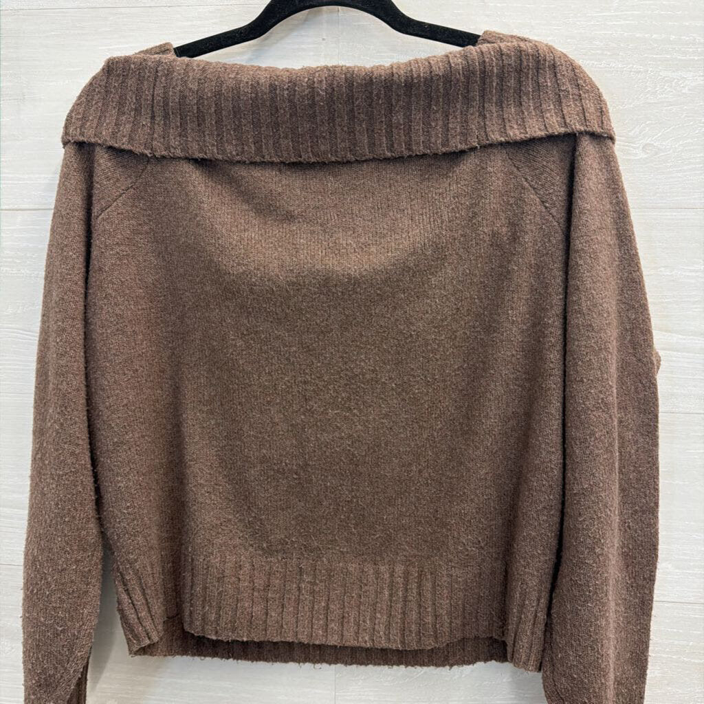 Hollister Brown Soft Knit Off Shoulder Sweater Medium