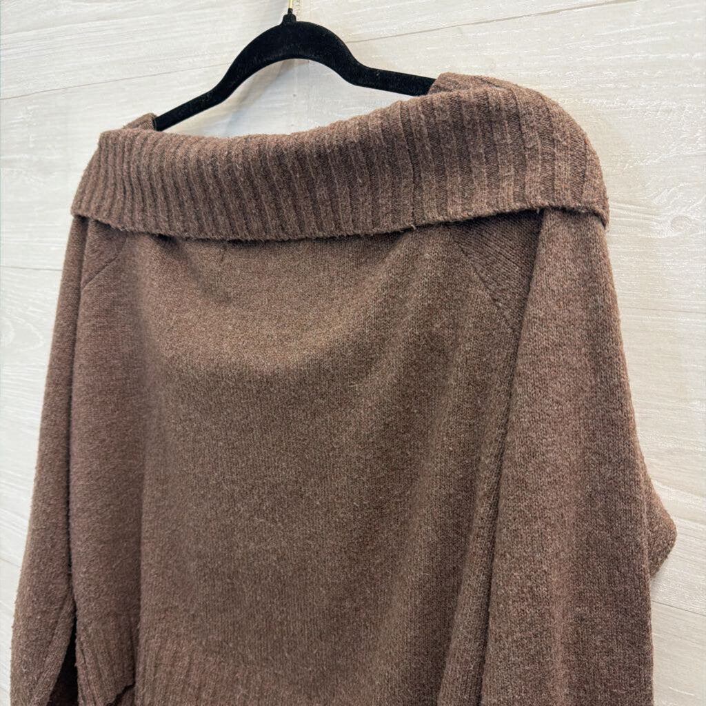 Hollister Brown Soft Knit Off Shoulder Sweater Medium