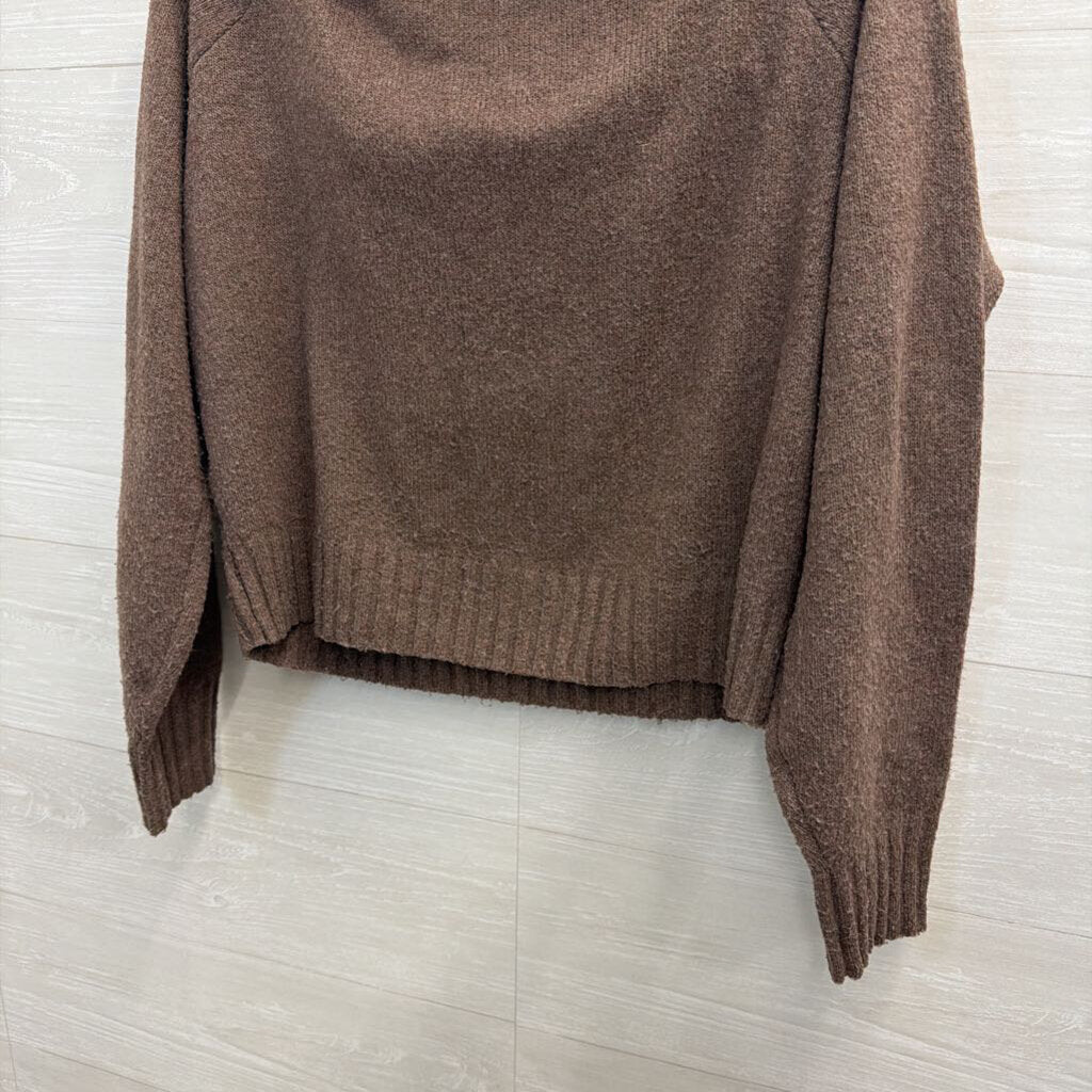 Hollister Brown Soft Knit Off Shoulder Sweater Medium