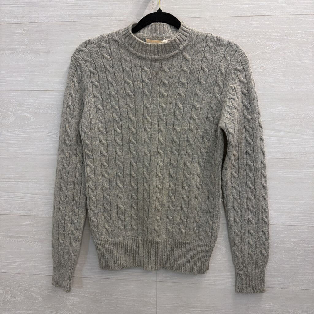 Vintage Susan Bristol Grey Wool Cable Knit Sweater 38