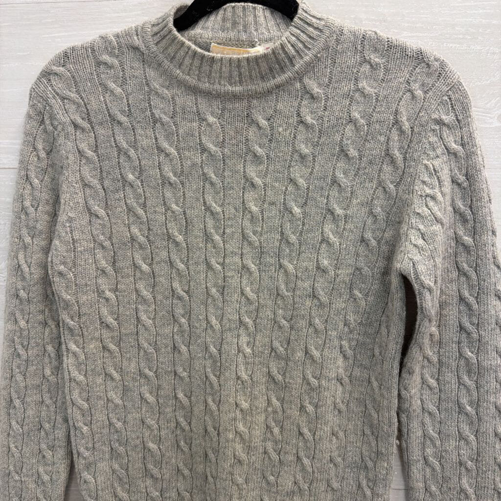 Vintage Susan Bristol Grey Wool Cable Knit Sweater 38
