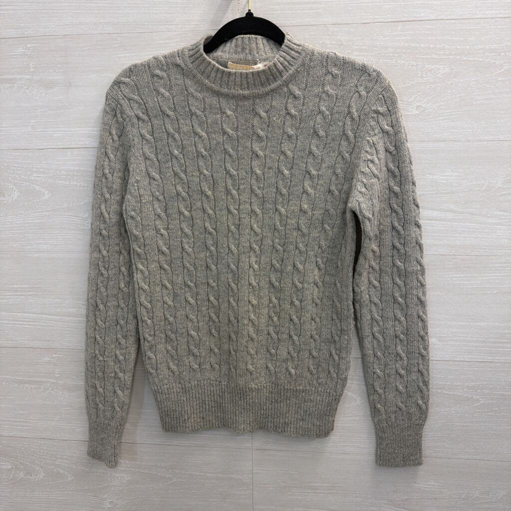 Vintage Susan Bristol Grey Wool Cable Knit Sweater 38