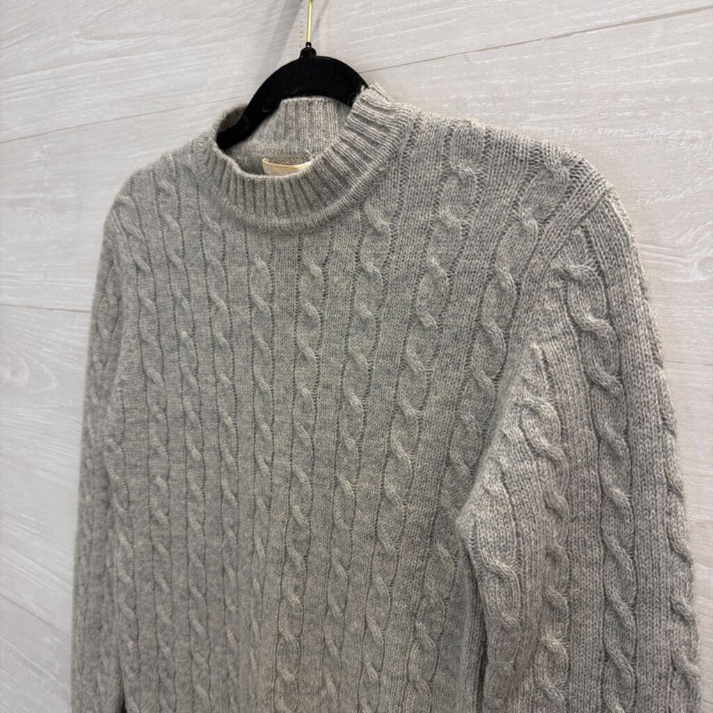 Vintage Susan Bristol Grey Wool Cable Knit Sweater 38
