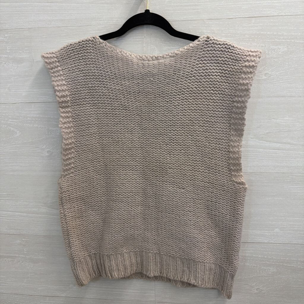 Vintage Laura Scott Grey Wool Knit Sweater Vest Top Large