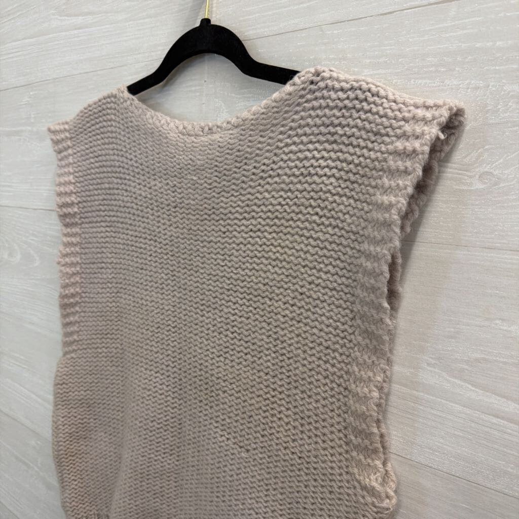 Vintage Laura Scott Grey Wool Knit Sweater Vest Top Large