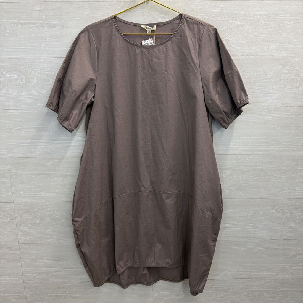 Bloidy Grey Short Puff Sleeve Dress Small