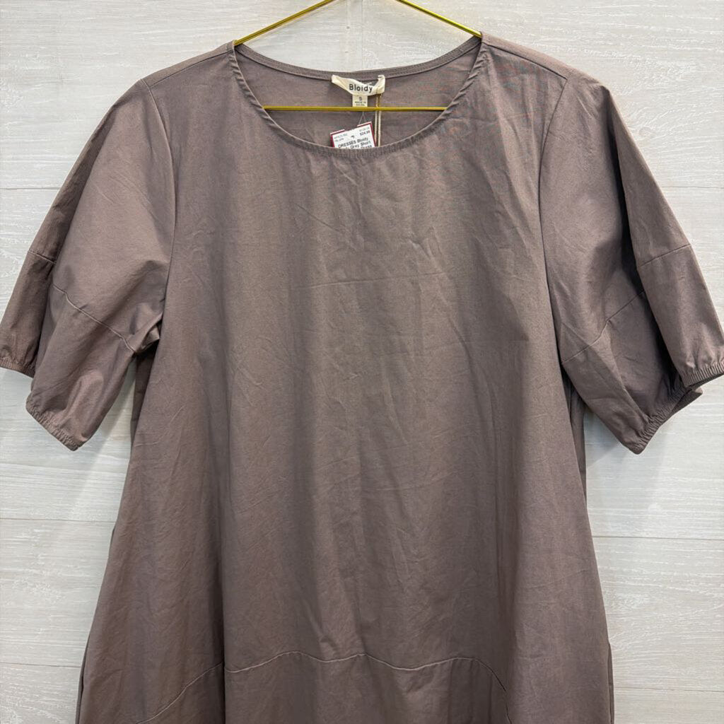 Bloidy Grey Short Puff Sleeve Dress Small