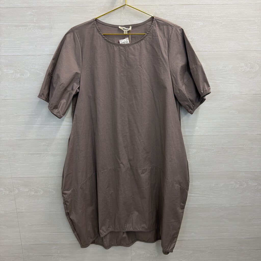 Bloidy Grey Short Puff Sleeve Dress Small