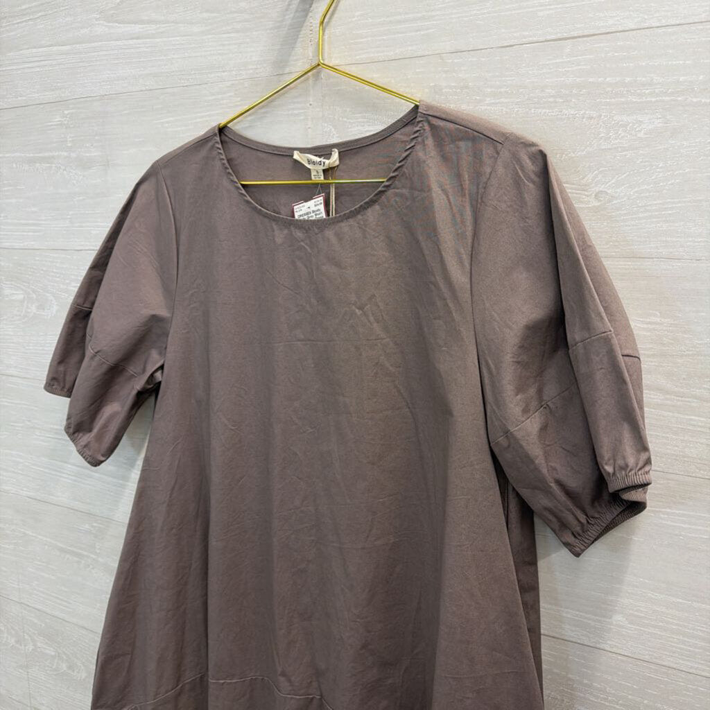 Bloidy Grey Short Puff Sleeve Dress Small