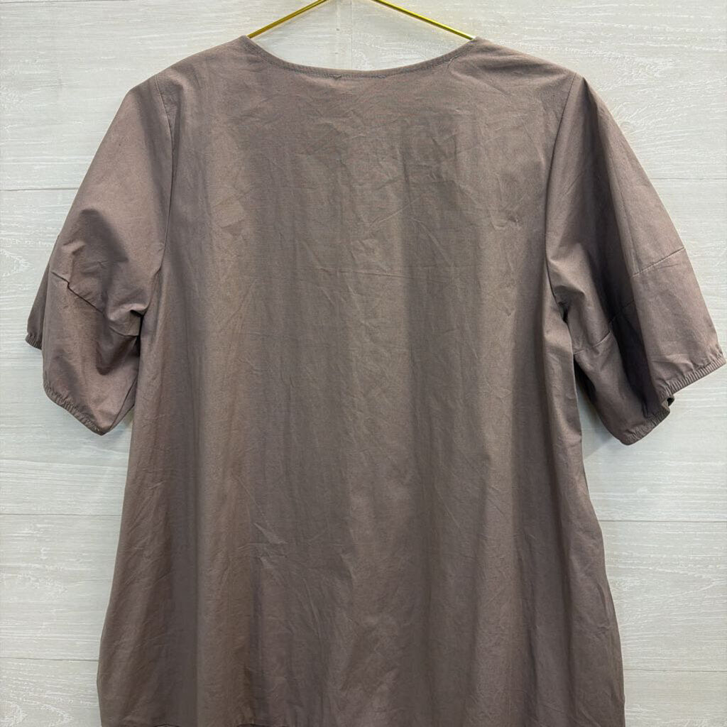Bloidy Grey Short Puff Sleeve Dress Small