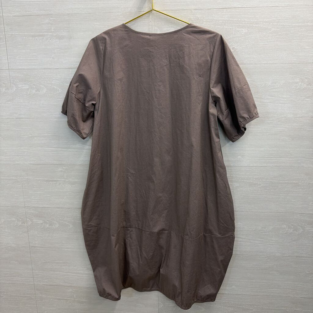 Bloidy Grey Short Puff Sleeve Dress Small