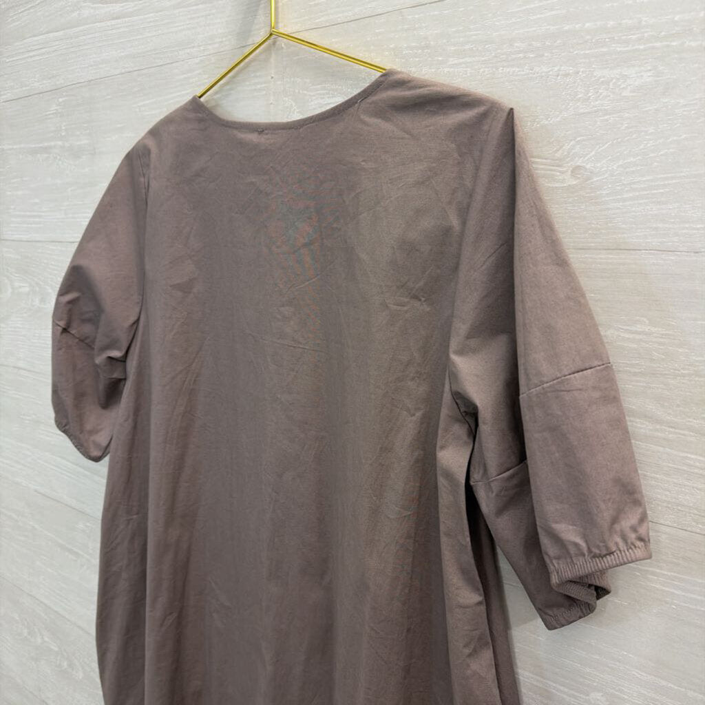Bloidy Grey Short Puff Sleeve Dress Small