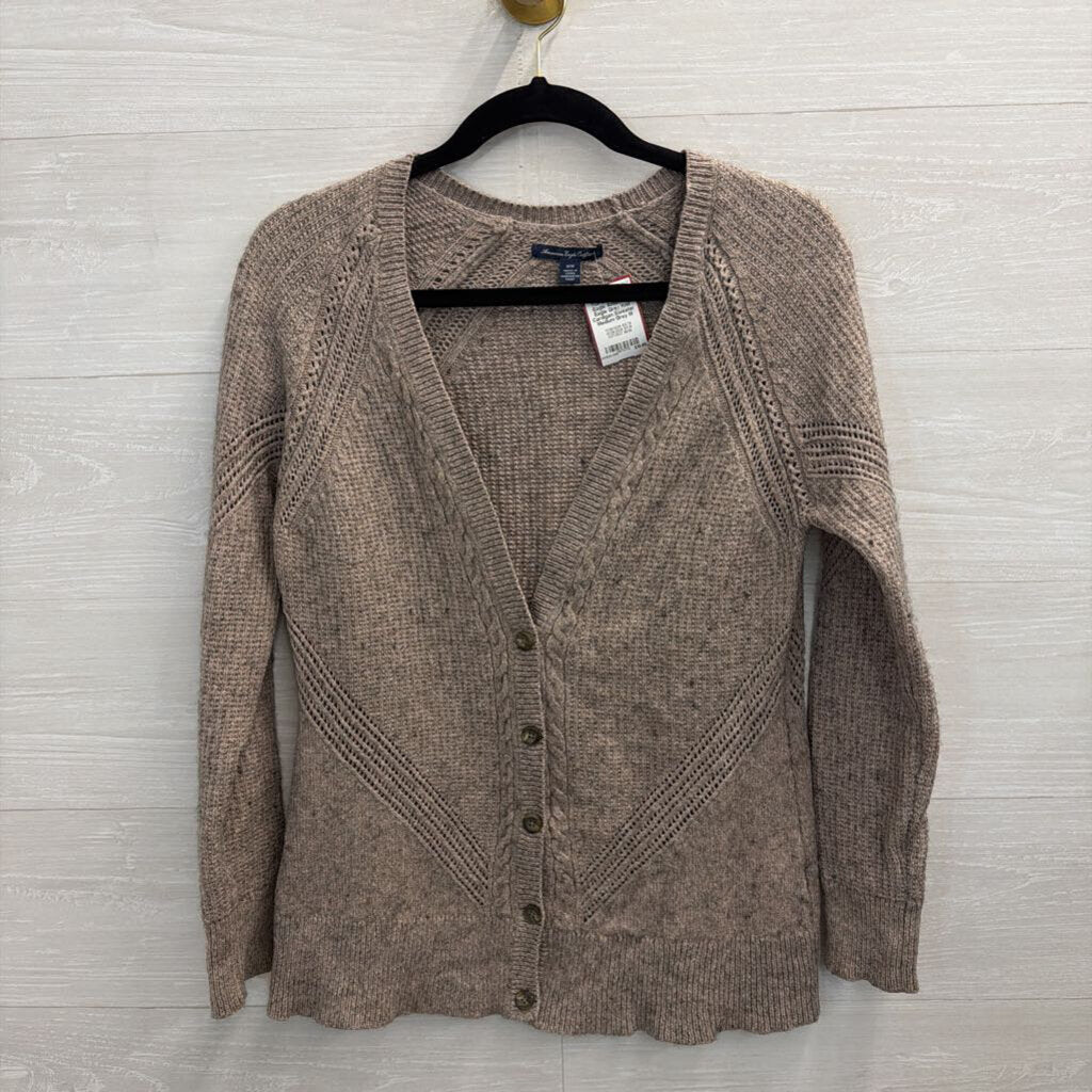 American Eagle Grey Knit Cardigan Sweater Medium