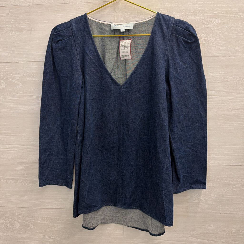 Tuckernuck Dark Wash Denim Long Sleeve Top Extra Small