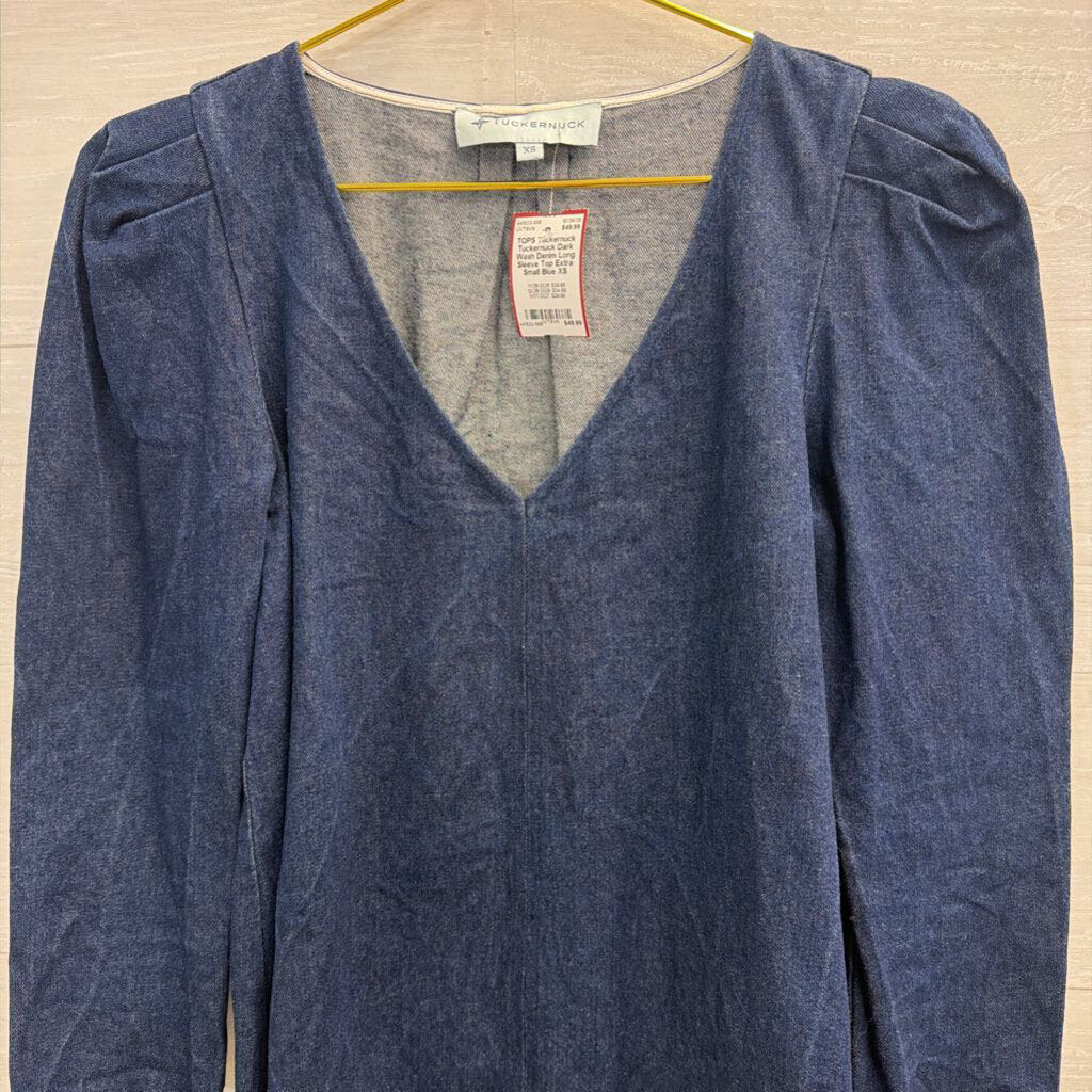 Tuckernuck Dark Wash Denim Long Sleeve Top Extra Small