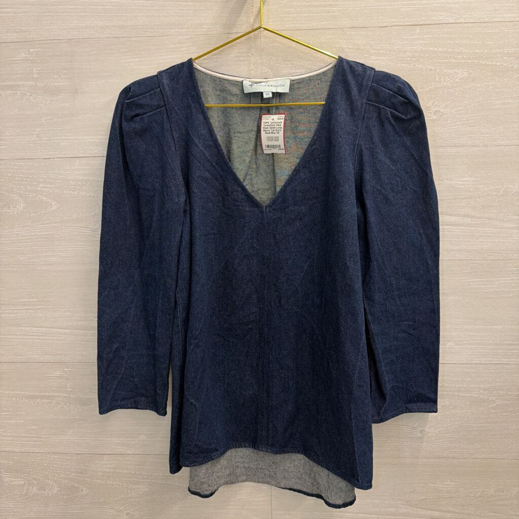 Tuckernuck Dark Wash Denim Long Sleeve Top Extra Small