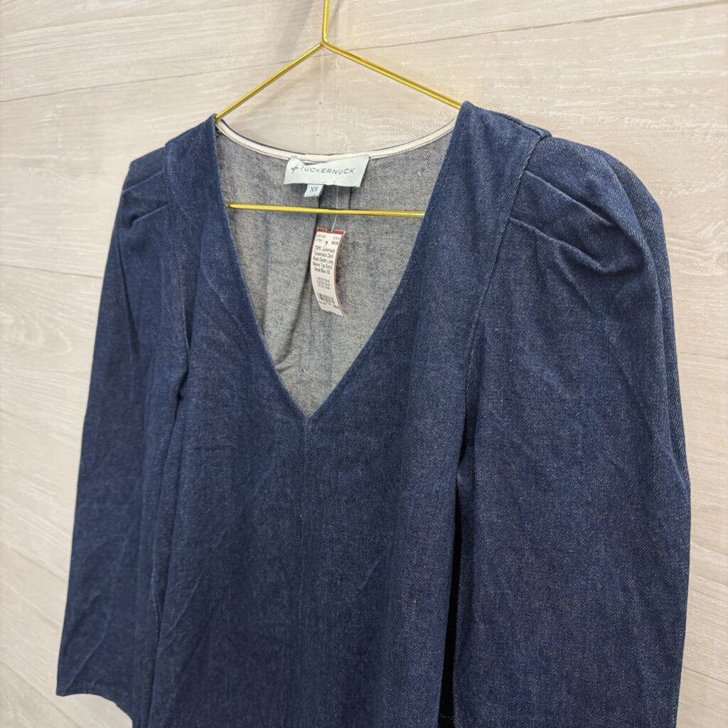 Tuckernuck Dark Wash Denim Long Sleeve Top Extra Small