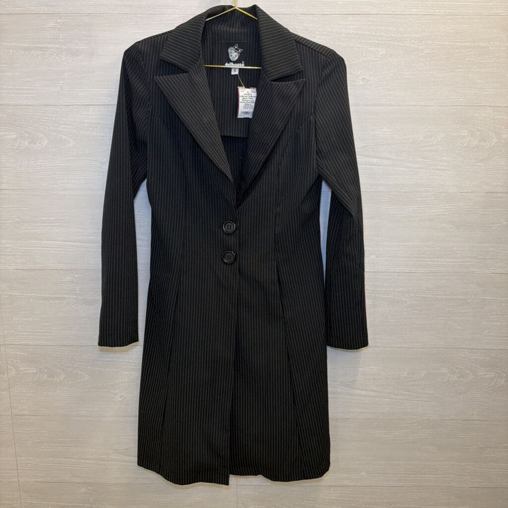 Dollhouse Black/ White Pinstripe Long Jacket Small