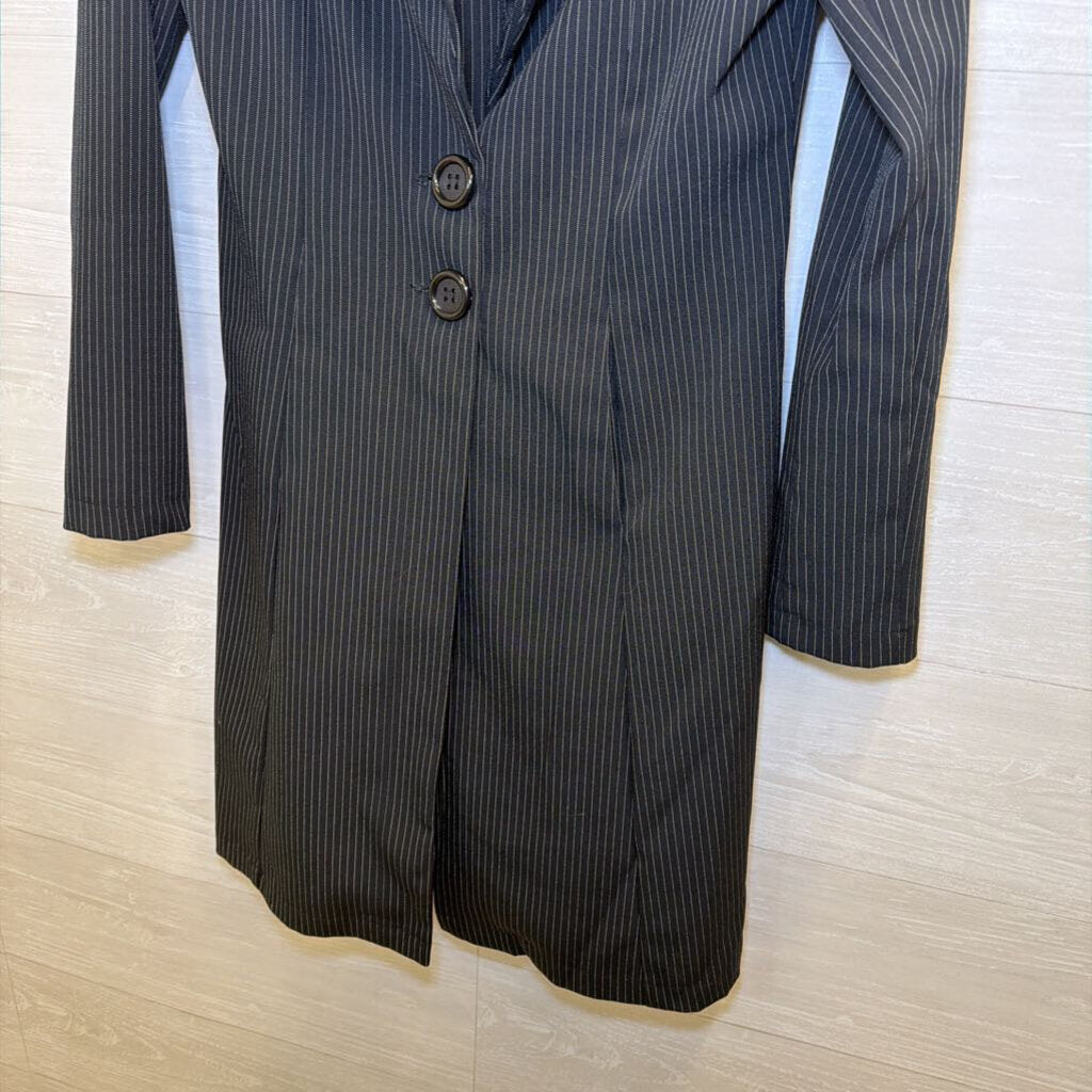 Dollhouse Black/ White Pinstripe Long Jacket Small