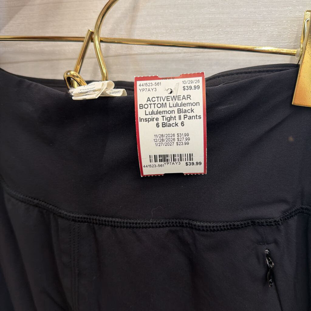 Lululemon Black Inspire Tight II Pants 6