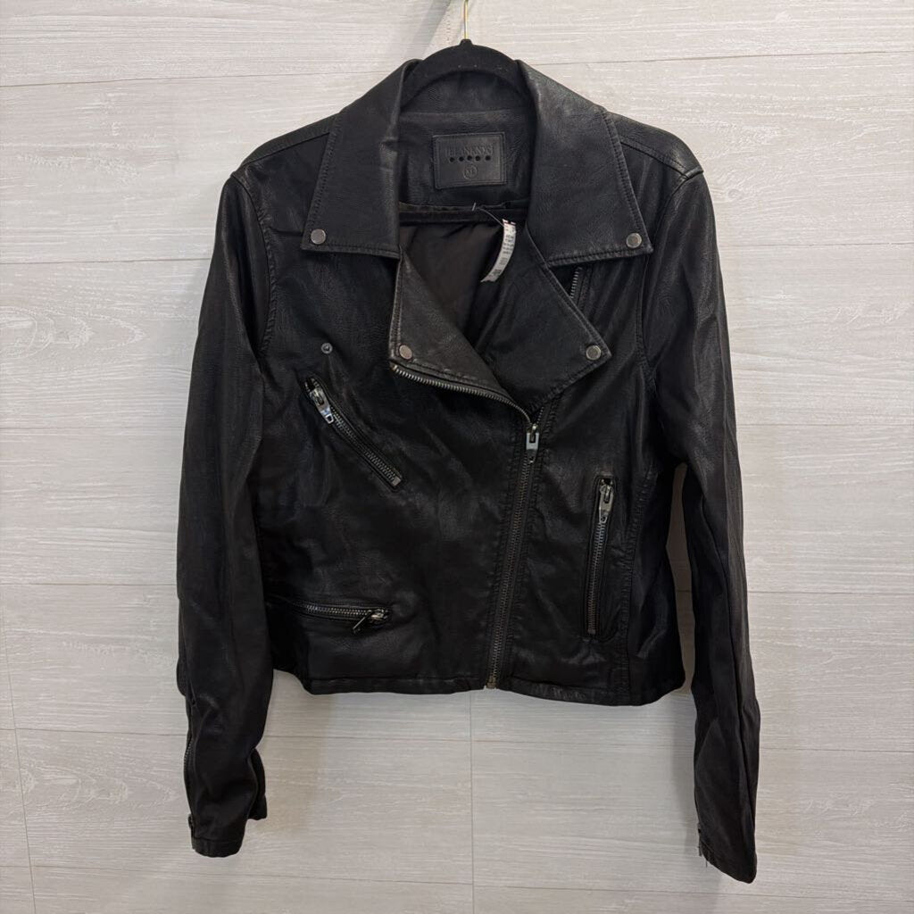 Blank NYC Black Faux Leather Moto Jacket Extra Large