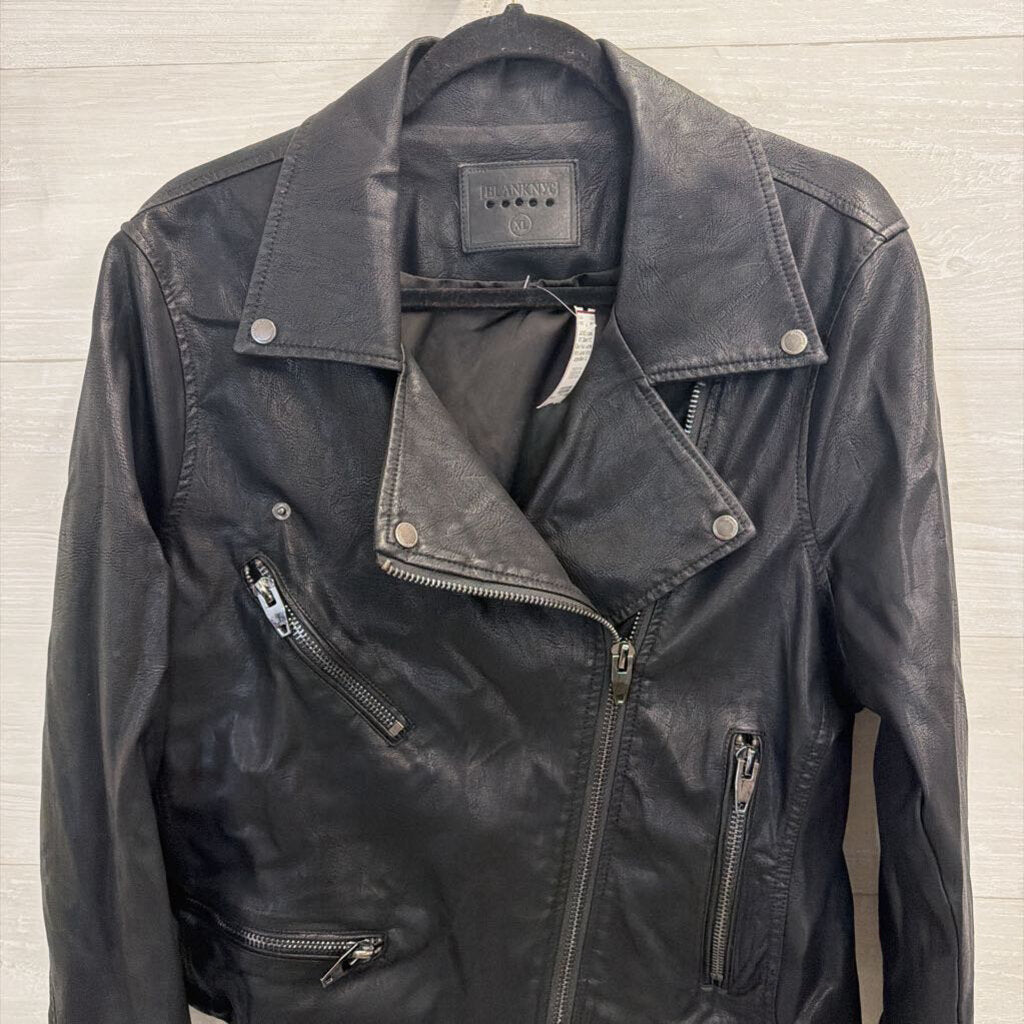 Blank NYC Black Faux Leather Moto Jacket Extra Large