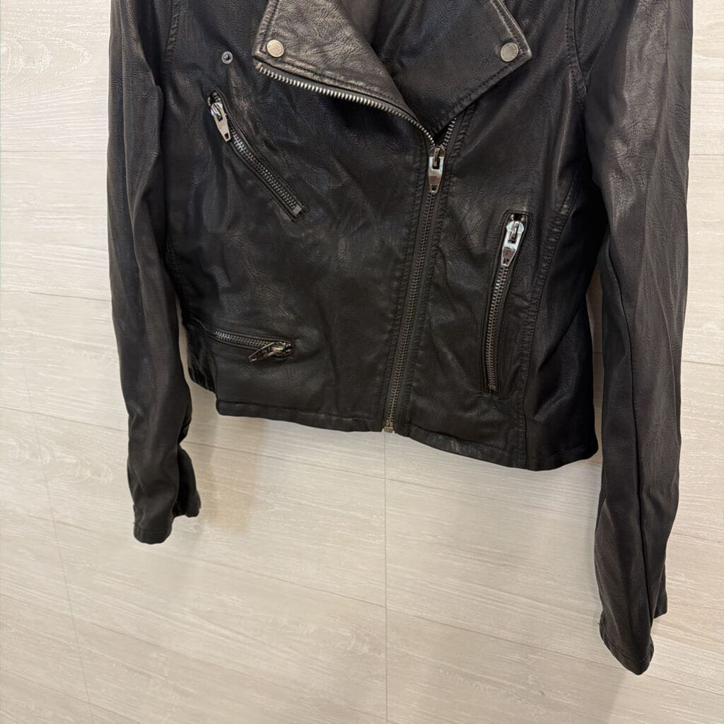 Blank NYC Black Faux Leather Moto Jacket Extra Large