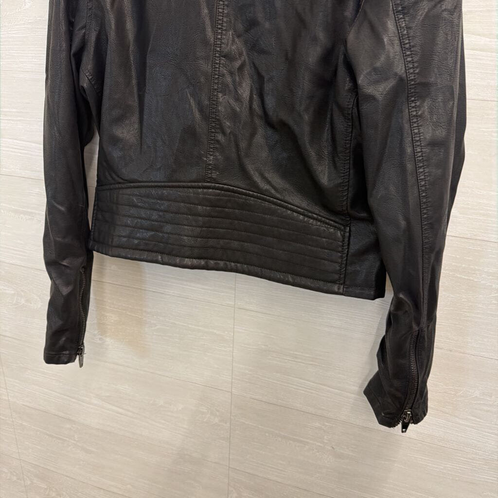 Blank NYC Black Faux Leather Moto Jacket Extra Large