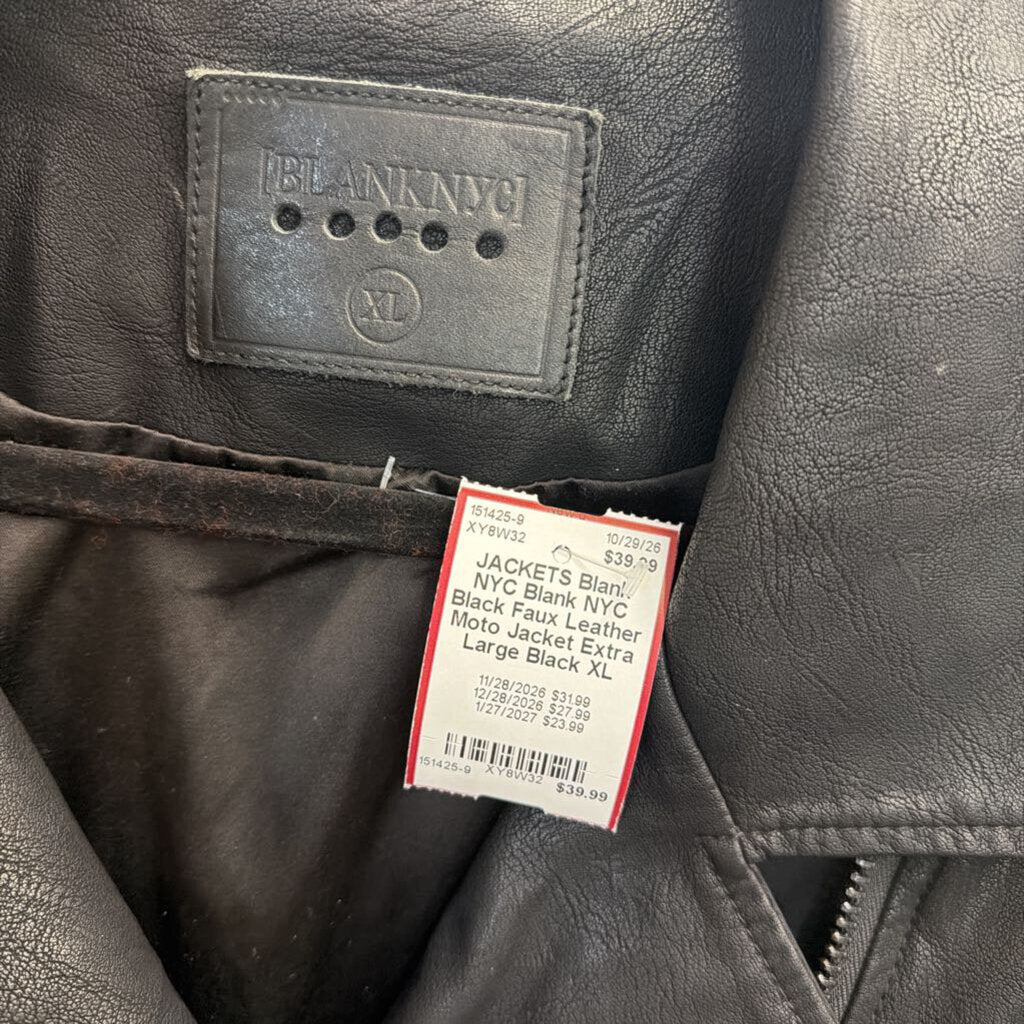 Blank NYC Black Faux Leather Moto Jacket Extra Large