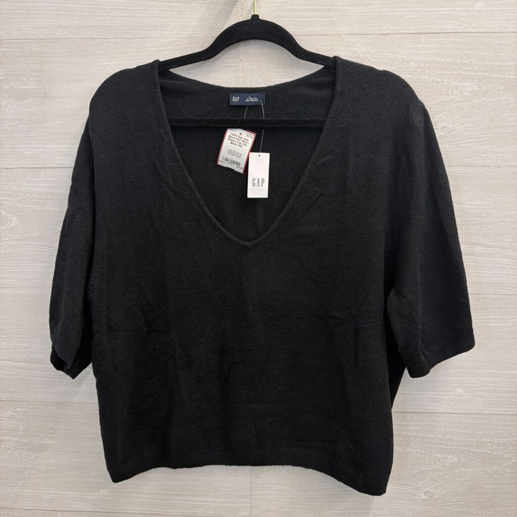 Gap Black Knit Short Sleeve Top XXL